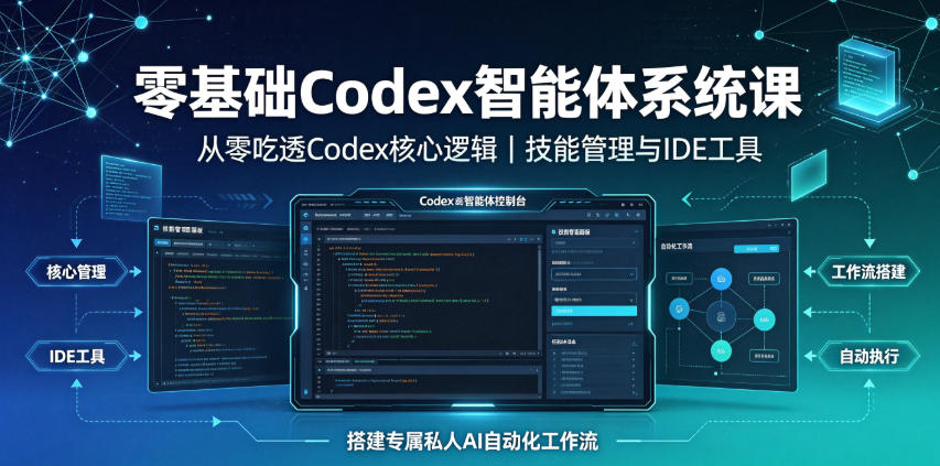零基础Codex智能体系统课|从零吃透Codex核心逻辑、技能管理与IDE工具,搭建专属私人AI自动化工作流-摇钱树