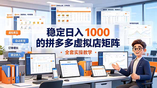 稳定日入 1000 的拼多多虚拟店矩阵,全套实操教学-摇钱树