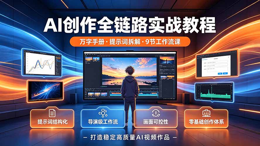 AI创作全链路实战教程|万字手册·提示词拆解·9节工作流课,打造稳定高质量AI视频作品-摇钱树