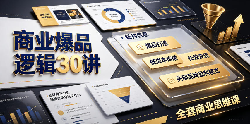 商业爆品逻辑30讲|拆解各行各业头部品牌盈利模式,吃透爆品打造、低成本传播、长效变现全套商业思维课-摇钱树