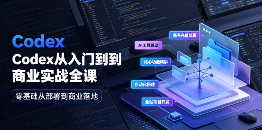 Codex从入门到商业实战全课｜账号充值部署、AI工具联动、核心功能精讲、自动化搭建、全站项目开发零基础教程-金字塔