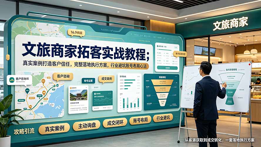 文旅商家拓客实战教程；真实案例打造客户信任，完整落地执行方案，行业避坑账号布局心法-摇钱树