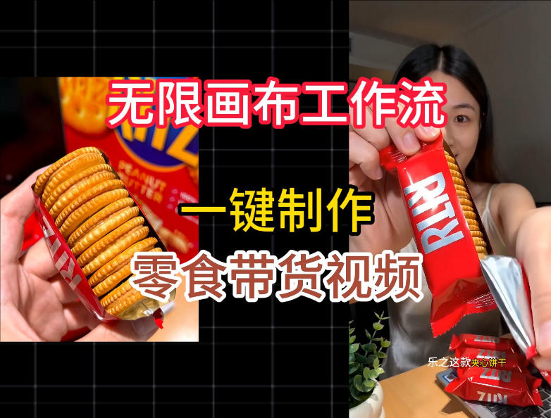无限画布工作流一键制作零食带货视频,操作简单实操教学-摇钱树
