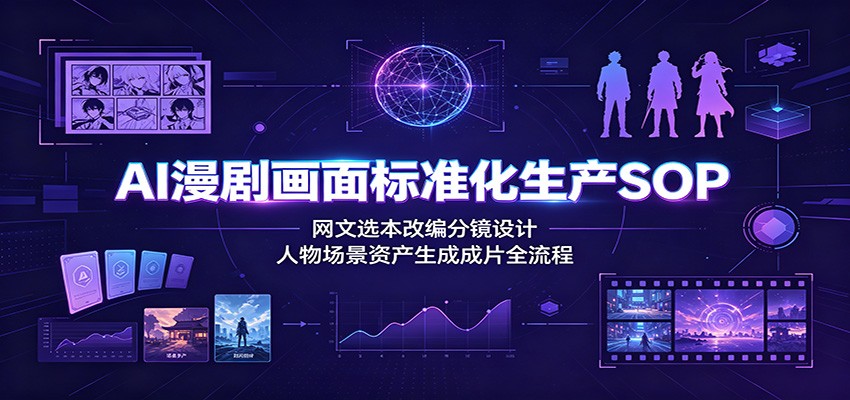 AI漫剧画面标准化生产SOP:网文选本改编分镜设计,人物场景资产生成成片全流程-金字塔