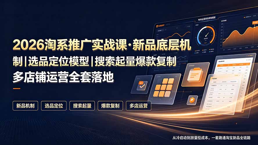 2026淘系推广实战课·新品底层机制|选品定位模型|搜索起量爆款复制多店铺运营全套落地教程-摇钱树