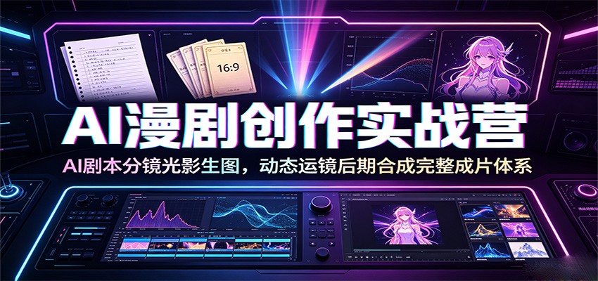 AI漫剧创作实战营:AI剧本分镜光影生图,动态运镜后期合成完整成片体系-摇钱树