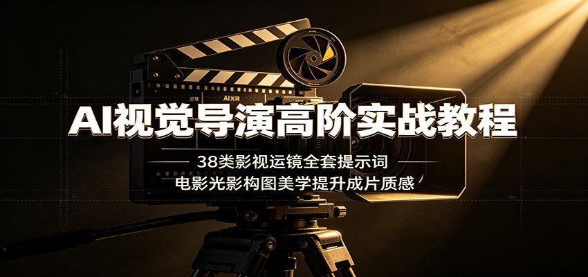 AI视觉导演高阶实战教程：38类影视运镜全套提示词，电影光影构图美学提升成片质感-摇钱树