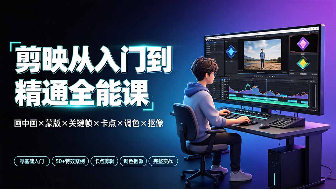 剪映从入门到精通全能课:画中画×蒙版×关键帧×卡点×调色×抠像,一站式掌握剪辑核心技能-资源社·项目库