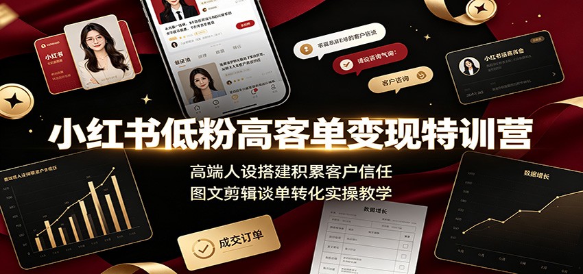 小红书低粉高客单变现特训营:高端人设搭建积累客户信任,图文剪辑谈单转化实操教学-金字塔
