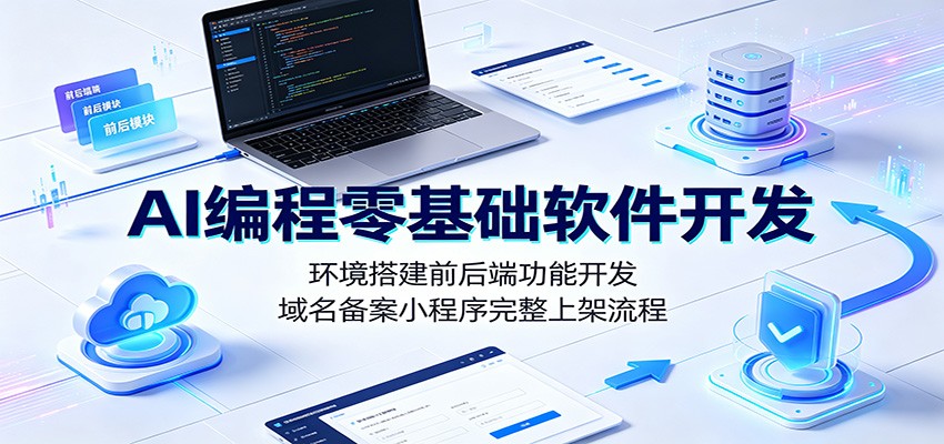 AI编程零基础软件开发:环境搭建前后端功能开发,域名备案小程序完整上架流程-徕钱快