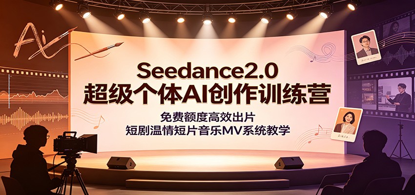 Seedance2.0超级个体AI创作训练营：免费额度高效出片，短剧温情短片音乐MV系统教学-摇钱树