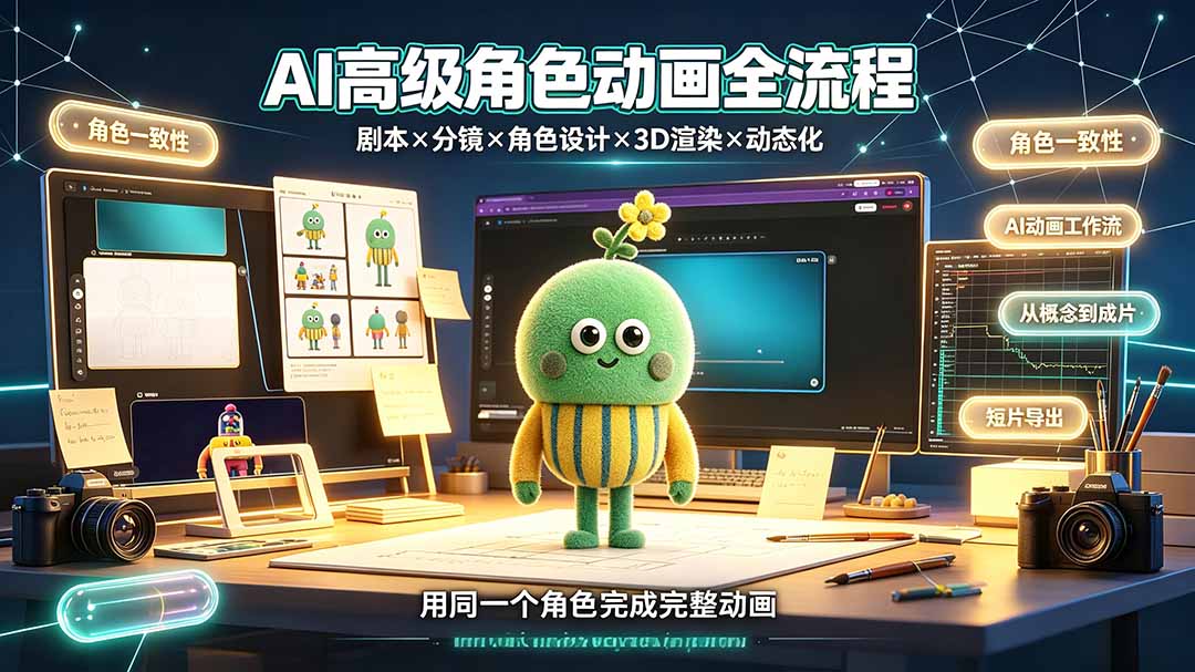 AI高级角色动画全流程:剧本×分镜×角色设计×3D渲染×动态化,从概念到成片一站式教学-摇钱树