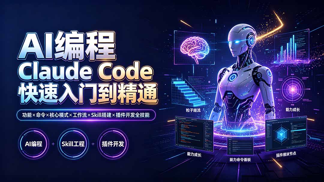 AI编程 Claude Code快速入门到精通:功能×命令×核心模式×工作流×Skill搭建×插件开发全技能-摇钱树
