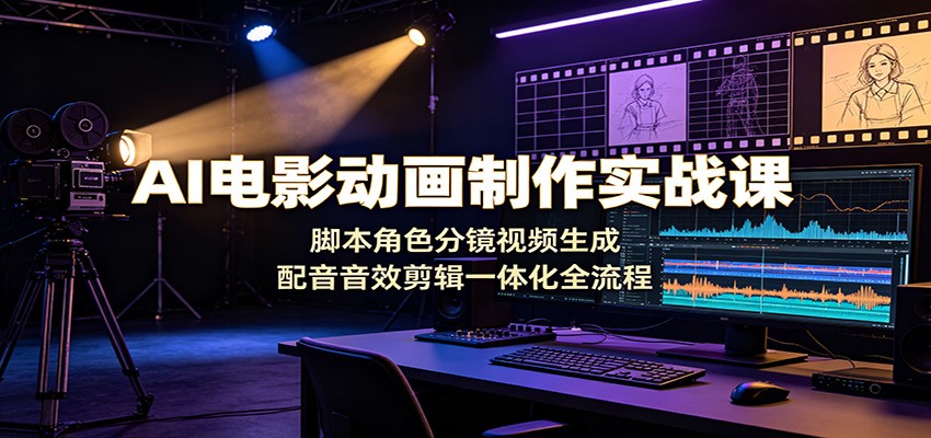 AI电影动画制作实战课：脚本角色分镜视频生成，配音音效剪辑一体化全流程-轻创驿站