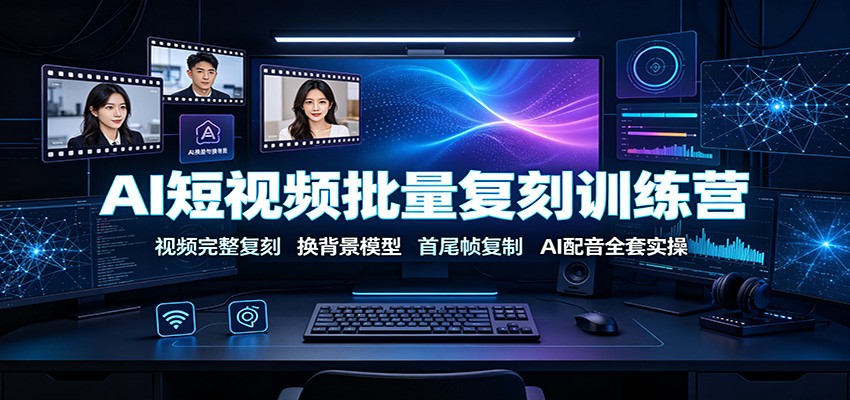 AI短视频批量复刻训练营:视频完整复刻,换背景模型、首尾帧复制、AI配音全套实操-摇钱树