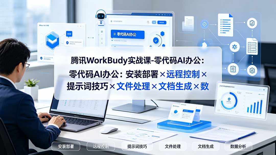 腾讯WorkBuddy实战课-零代码AI办公:安装部署×远程控制×提示词技巧×文件处理×文档生成×数据分析-摇钱树