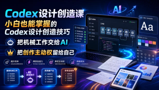 Codex设计创造课,小白也能掌握的Codex设计创造技巧,把机械工作交给AI,把创作主动权留给自己-摇钱树
