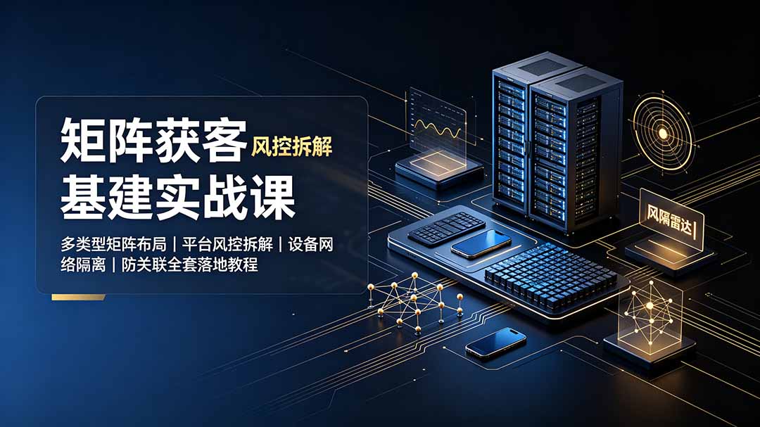矩阵获客基建实战课:多类型矩阵布局|平台风控拆解|设备网络隔离|防关联全套落地教程-摇钱树