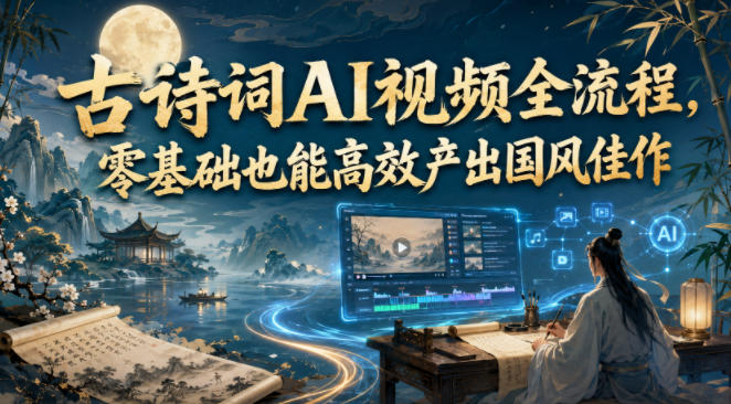 古诗词AI视频全流程,零基础也能高效产出国风佳作-摇钱树