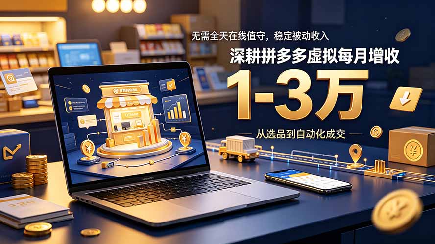 无需全天在线值守,稳定被动收入,深耕拼多多虚拟每月增收 1-3 万-摇钱树