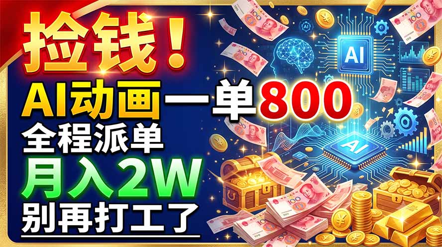 捡钱！AI动画一单800，全程派单，月入2W，别再打工了-摇钱树