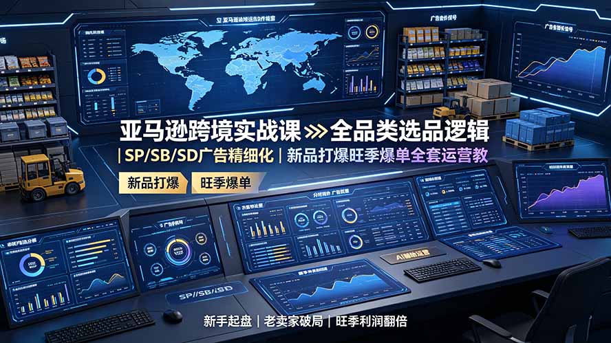 亚马逊跨境实战课:全品类选品逻辑|SP/SB/SD广告精细化|新品打爆旺季爆单全套运营教程-摇钱树