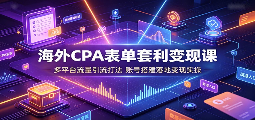海外CPA表单套利变现课:多平台流量引流打法,账号搭建落地变现实操-摇钱树
