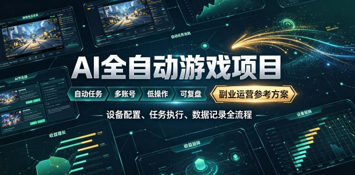 AI全自动游戏躺賺副业:日入几百,稳定运行三年的项目!【揭秘】-摇钱树