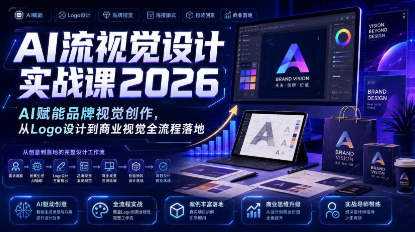AI流视觉设计实战课2026:AI赋能品牌视觉创作,从Logo设计到商业视觉全流程落地-轻创驿站