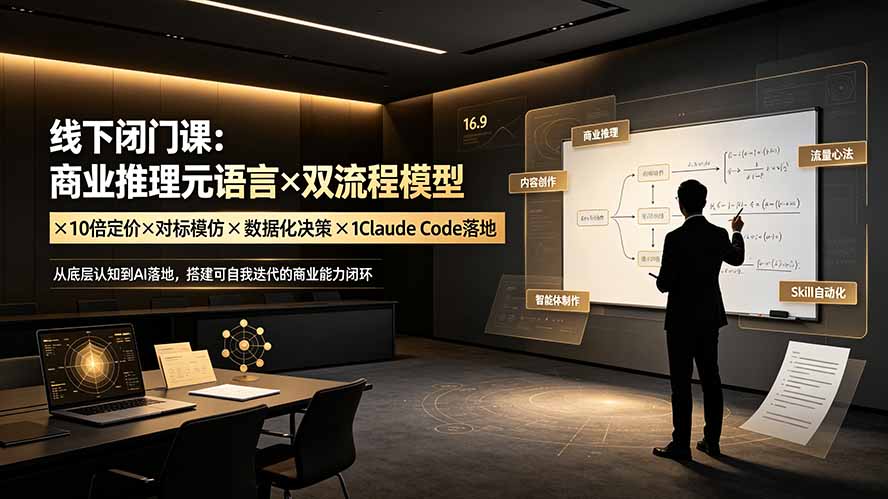 线下闭门课：商业推理元语言×双流程模型×10倍定价×对标模仿×数据化决策×Claude Code落地，击穿认知盲区-摇钱树