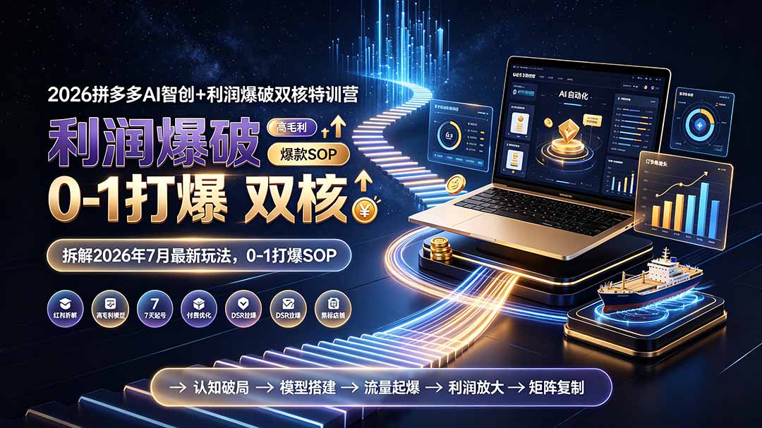 2026拼多多AI智创+利润爆破双核特训营-更新:拆解2026年7月最新玩法,0-1打爆SOP-摇钱树