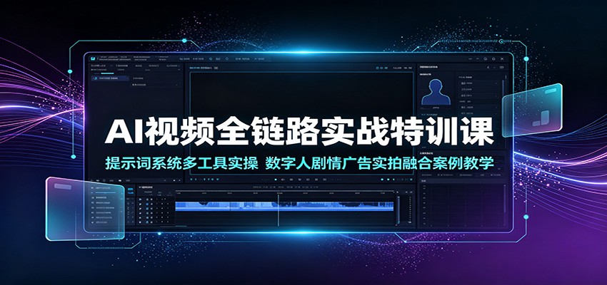 AI视频全链路实战特训课:提示词系统多工具实操,数字人剧情广告实拍融合案例教学-摇钱树