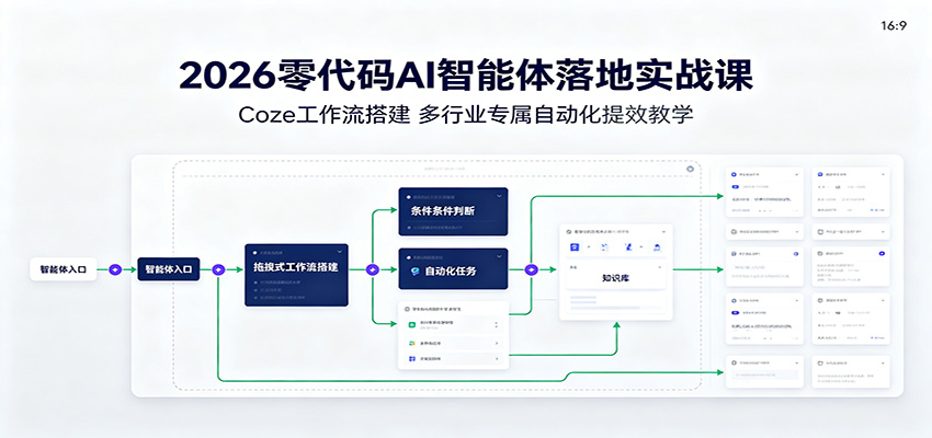 2026零代码AI智能体落地实战课:Coze工作流搭建,多行业专属自动化提效教学-摇钱树