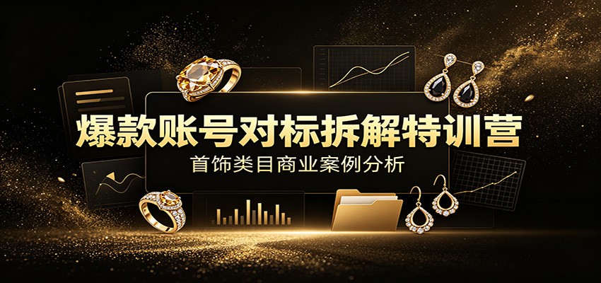 爆款账号对标拆解特训营:首饰类目商业案例分析,配套完整资料内容-摇钱树