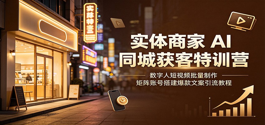 实体商家AI同城获客特训营:数字人短视频批量制作,矩阵账号搭建爆款文案引流教程-摇钱树