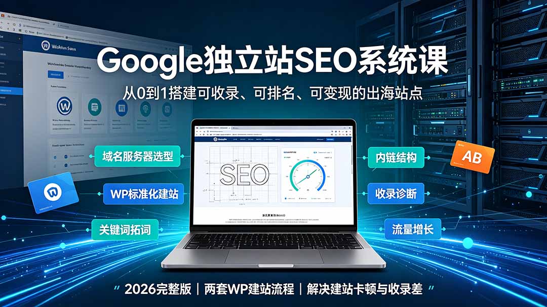 Google独立站SEO-7月系统课:出海基建×WordPress建站×AI内容生产×站内外优化×Search Console×AdSense变现-摇钱树