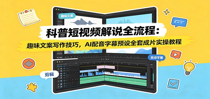 科普短视频解说全流程:趣味文案写作技巧,AI配音字幕预设全套成片实操教程-摇钱树