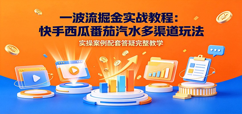 一波流掘金实战教程:快手西瓜番茄汽水多渠道玩法,实操案例配套答疑完整教学-摇钱树