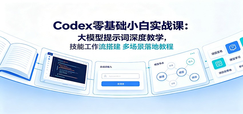 Codex零基础小白实战课:大模型提示词深度教学,技能工作流搭建多场景落地教程-摇钱树