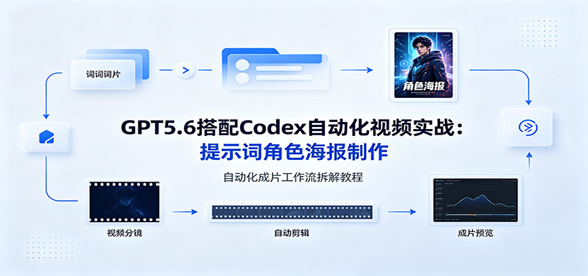 GPT5.6搭配Codex自动化视频实战:提示词角色海报制作,自动化成片工作流拆解教程-摇钱树