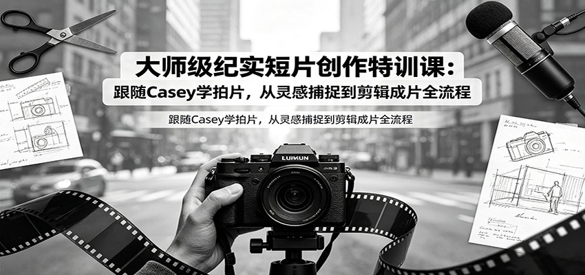 大师级纪实短片创作特训课:跟随Casey学拍片,从灵感捕捉到剪辑成片全流程-盈科项目资源网