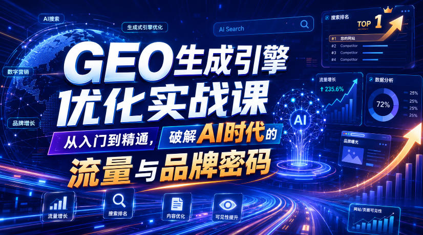 GEO生成引擎优化实战课,从入门到精通,破解AI时代的流量与品牌密码-盈科项目资源网