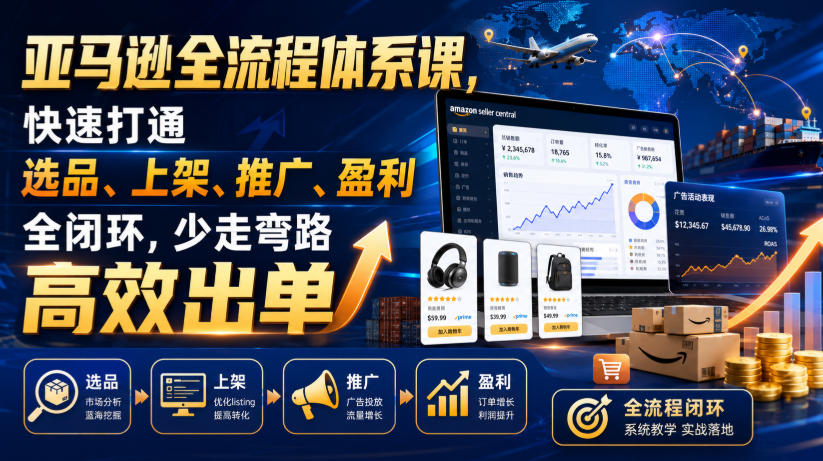 亚马逊全流程体系课,快速打通选品、上架、推广、盈利全闭环,少走弯路高效出单-摇钱树