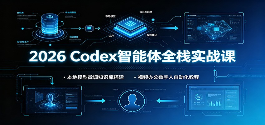 2026 Codex智能体全栈实战课:本地模型微调知识库搭建,视频办公数字人自动化教程-摇钱树