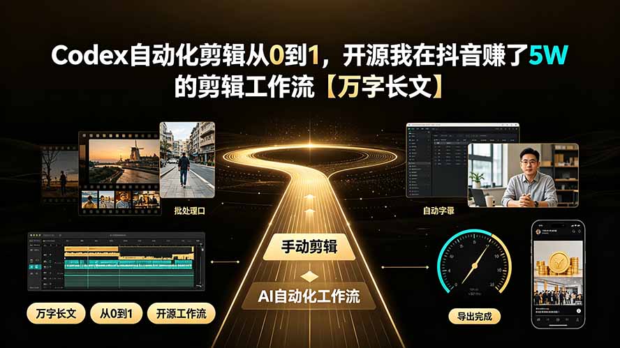 Codex自动化剪辑从0到1,开源我在抖音赚了5W 的剪辑工作流【万字长文】-摇钱树