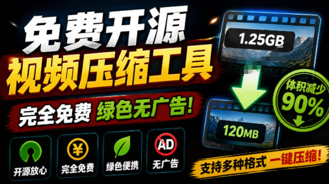 Github开源视频压缩瘦身工具，轻松压缩90%，并保持画质清晰，完全免费绿色无广告！VideoSlim-摇钱树
