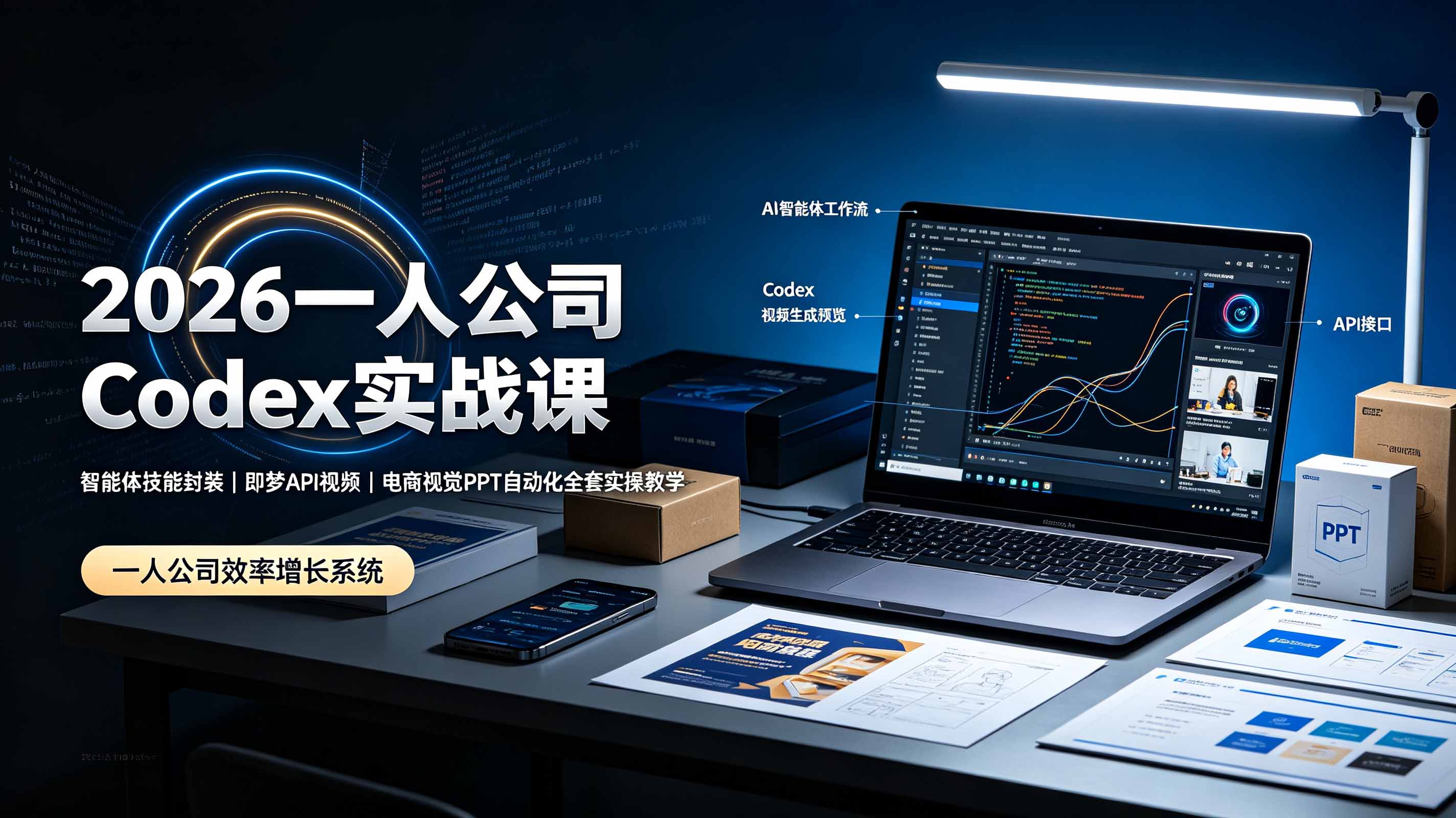2026一人公司Codex实战课◆智能体技能封装｜即梦API视频｜电商视觉PPT自动化全套实操教学-超级个体网赚