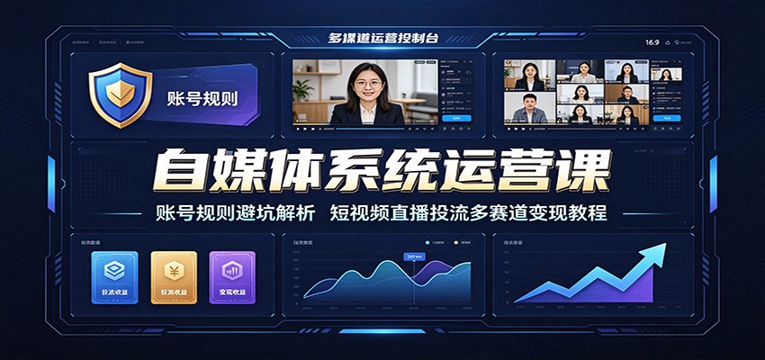 自媒体系统运营课：账号规则避坑解析，短视频直播投流多赛道变现教程-摇钱树
