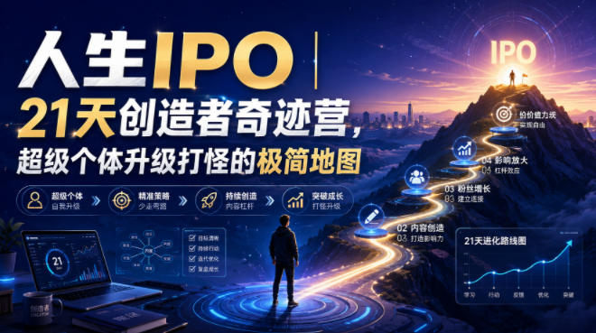人生IPO︱21天创造者奇迹营,超级个体升级打怪的极简地图-摇钱树