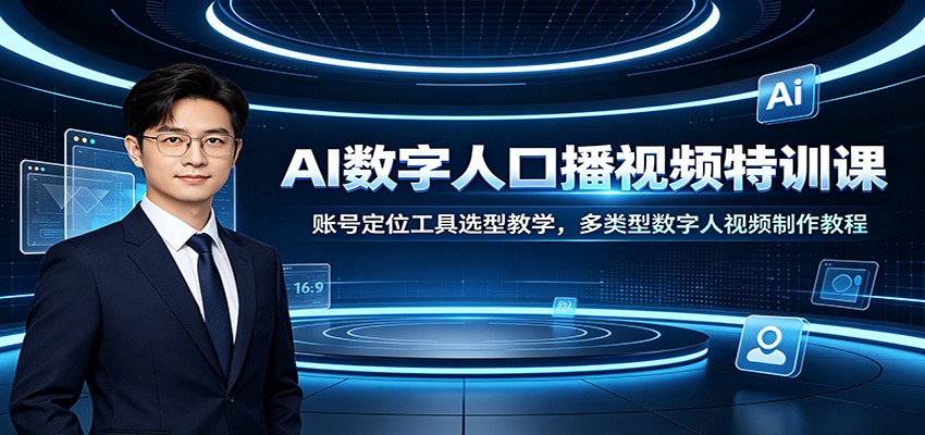 AI数字人口播视频特训课：账号定位工具选型教学，多类型数字人视频制作教程-摇钱树